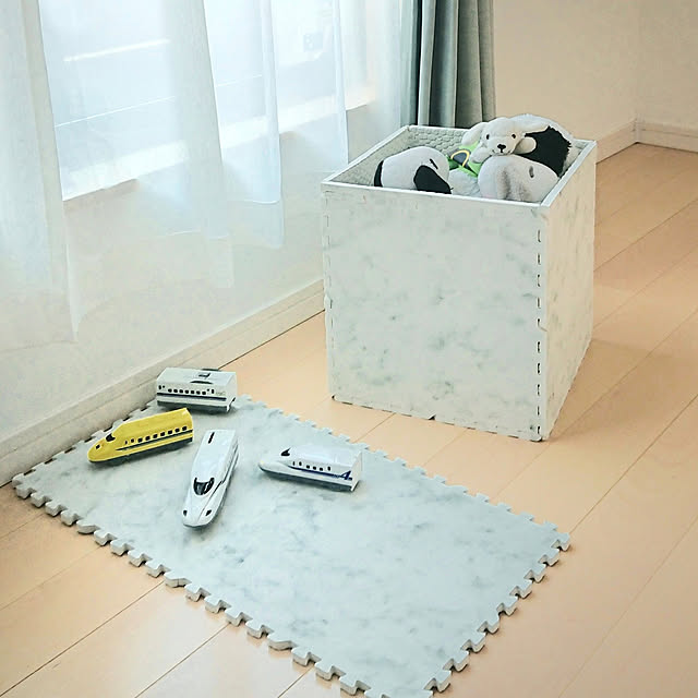 写真付きレビュー ニトリ フチ付大理石柄ジョイントマット Dマーブル 9p の通販商品 口コミ情報 Roomclipショッピング