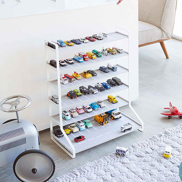 山崎実業 ミニカー レールトイラック タワー Tower おもちゃ 収納 ミニカー レールトイ トミカ 収納棚 シェルフ 整理 ディスプレー おもちゃ収納 子供部屋 おしゃれ 見せる収納 ホワイト ブラック 白 黒 モノトーン Yamazaki 新生活のレビュー 口コミとして
