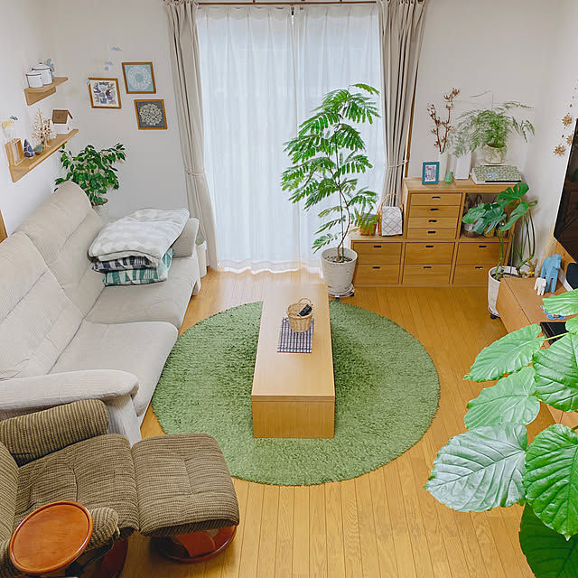 ニトリ アクセント円形ラグ Sシャギーgr 直径180 のレビュー 口コミとして参考になる投稿87枚 Roomclip ルームクリップ