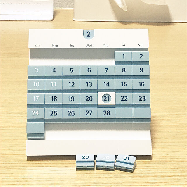 日本限定日本限定モノトーン ブロック 万年 カレンダー (祝日対応