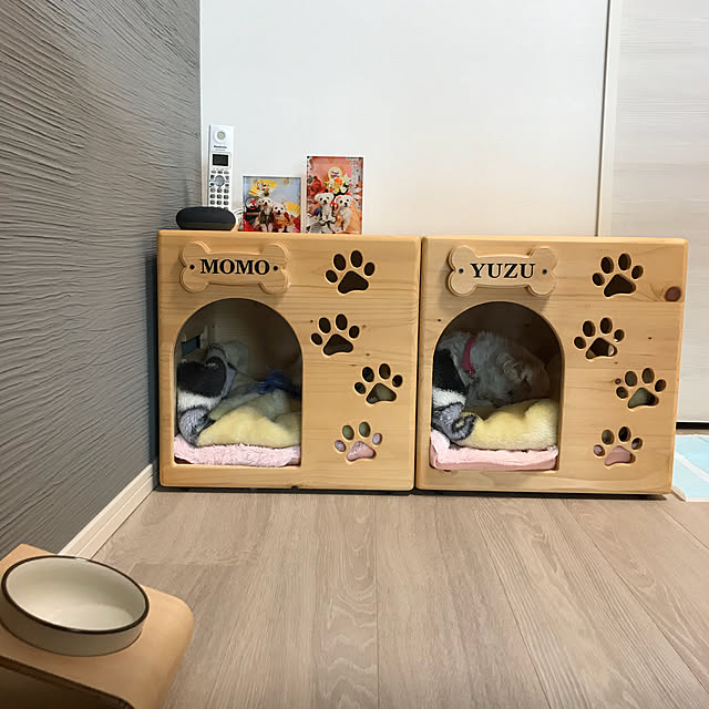 【おやすみハウスS 入口ドーム型 2台セット】【送料無料】多頭飼い 2匹 犬小屋 犬 家 ペット ドッグ ハウス 室内用 ゲージ ケージ 木製