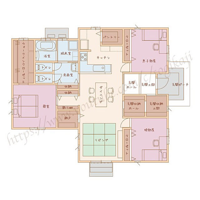 3ldk 間取り図 平屋 部屋全体のインテリア実例 03 23 09 17 38 Roomclip ルームクリップ
