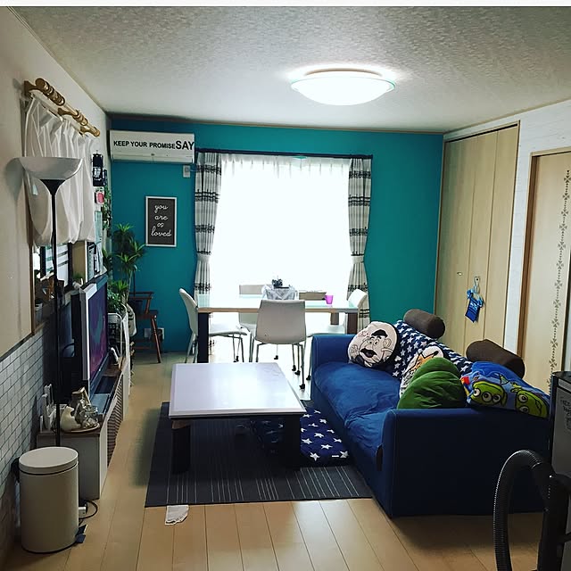 部屋全体/西海岸/壁紙屋本舗/青い壁/カルフォルニアスタイル/植物...などのインテリア実例 - 2016-05-11 09:52:29