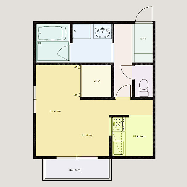 部屋全体 1r ワンルーム 間取り図 一人暮らしのインテリア実例 18 08 31 17 31 52 Roomclip ルームクリップ