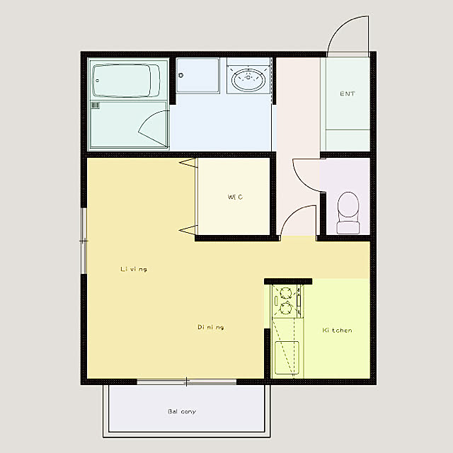 部屋全体 1r ワンルーム 間取り図 一人暮らしのインテリア実例 18 08 31 17 31 52 Roomclip ルームクリップ