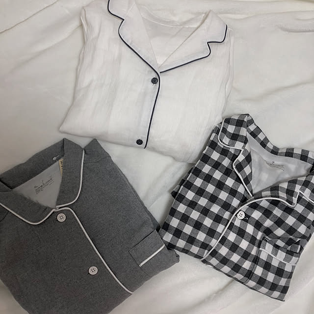 写真付きレビュー 無印良品 メンズ 脇に縫い目のないフランネルパジャマ ダークネイビー チェックの通販商品 口コミ情報 Roomclipショッピング
