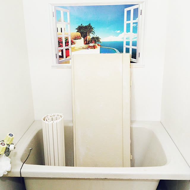 写真付きレビュー オーダーメイド 窓 ウィンドーシリーズ防水 横長 ウォール ステッカー ポスター シール 裏が透けない 自然 はがせる 壁紙 壁シール ビーチハワイ南国 お風呂 風景 はがせる壁紙 壁の通販商品 口コミ情報 Roomclipショッピング