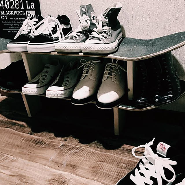 スケボー棚 スケボーリメイク 靴収納ラック 靴収納 靴収納ディスプレイ などのインテリア実例 06 15 13 07 22 Roomclip ルームクリップ