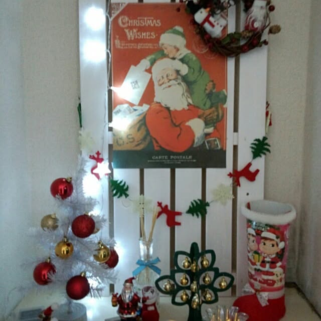 玄関/入り口/3CIONS/100均/すのこを使って/ダイソークリスマス雑貨...などのインテリア実例 - 2014-01-07 00:59:39