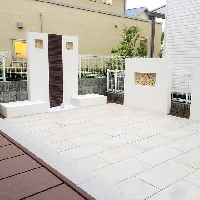 P5倍 アジアン 自然石 ガーデン タイル 10個 インテリア 石材 セット バリ風 敷石 資材 3色 100 100mm 庭