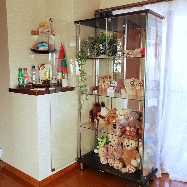 セット品 地球家具 ガラスコレクションケース Jony ジョニー ワイド 幅80cm ハイタイプ 背面ミラー 付き 本体 Ledセット 鍵付 コレクションラック ガラスケース ディスプレイラック ホワイト ブラック ブラウン のレビュー クチコミとして参考になる投稿19枚
