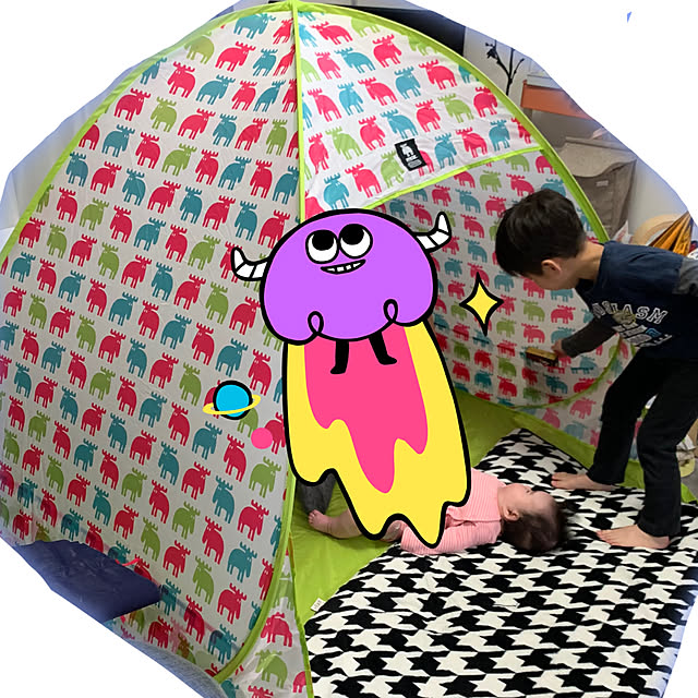 Moz モズ ポップアップテントミニ ヘラジカ柄 約幅145 奥行160 高さ110cmのレビュー クチコミとして参考になる投稿1枚 Roomclip ルームクリップ