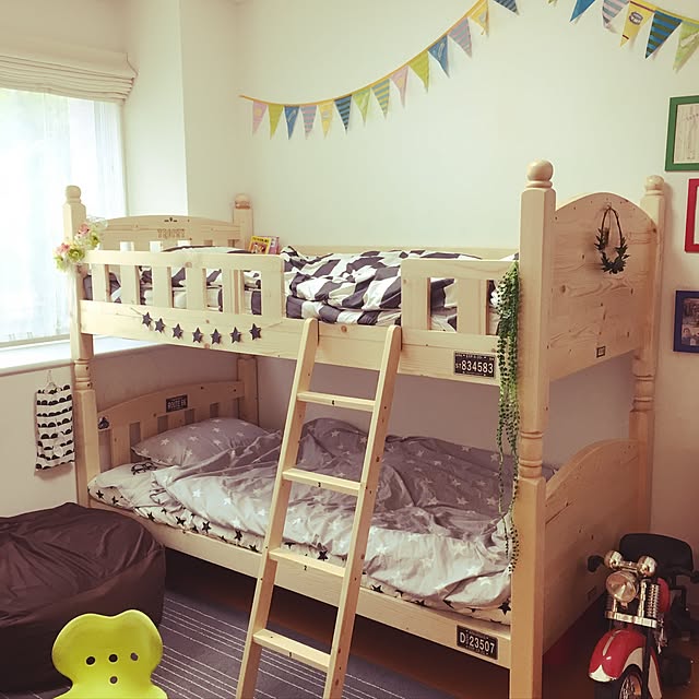 2段ベッド 二段ベッド Ruscal ラスカル 分割可能 子ども用 コンパクト ロータイプ 子供 おしゃれのレビュー クチコミとして参考になる投稿3枚