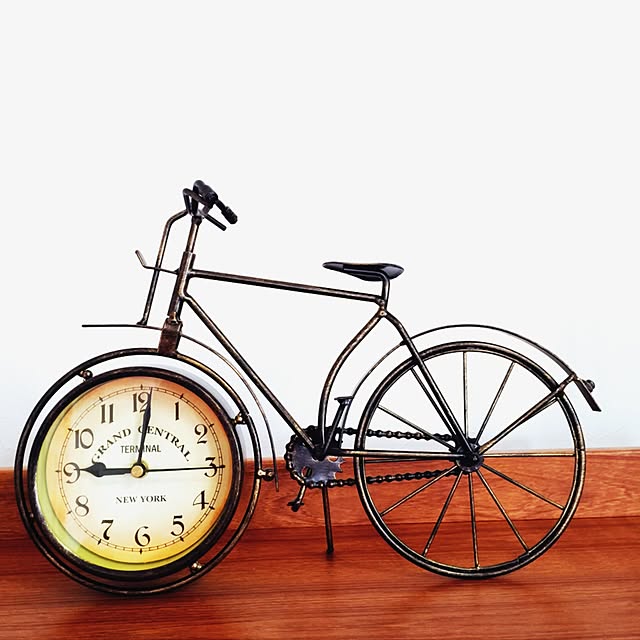 アンティーク 自転車 モチーフ オシャレな 置時計 アイアン製 レトロ風