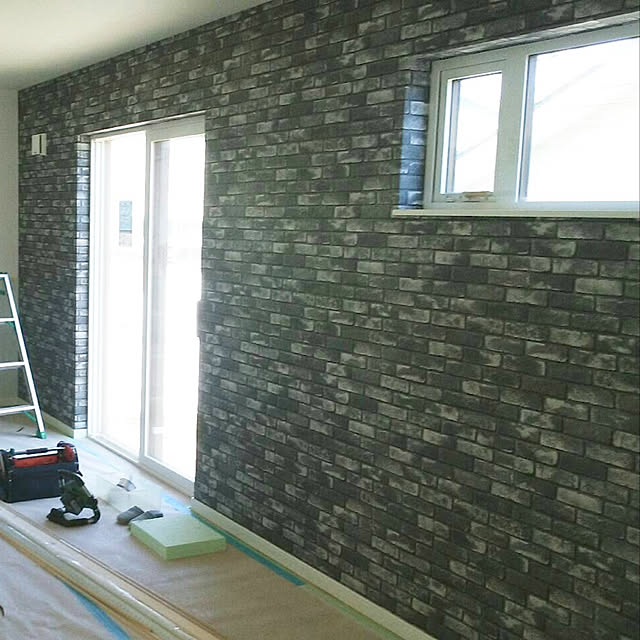 写真付きレビュー 壁紙 のりなし 壁紙 のりなし クロス レンガ調 不燃 モノトーン レンガ柄 壁紙サンゲツ Re 2610の通販商品 口コミ情報 Roomclipショッピング