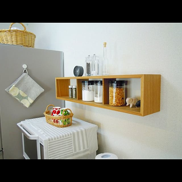 棚/壁に付けられる家具・箱・幅88cm/ハリオのコーヒーキャニスター/賃貸/無印良品のインテリア実例 20151013 1433
