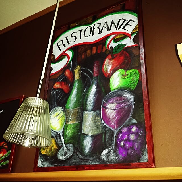 壁 天井 自作絵画 アクリル絵の具 コルクボードで黒板 ダイソーのインテリア実例 14 10 14 08 57 Roomclip ルームクリップ