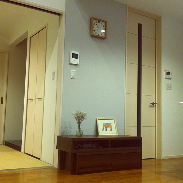壁/天井/掛け時計/アクセントクロス/電話台/かすみ草ドライのインテリア実例 - 2016-03-19 22:42:12