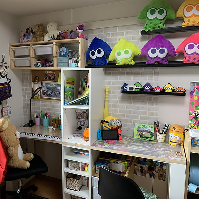 写真付きレビュー デスク 子供机 作業台 机 ツインデスク 収納 棚付き 親子 キッズデスク 子供家具 勉強机 収納付き ツイン 韓国風 ホワイト 白 北欧調 おしゃれ かわいい シンプル 送料無料 A の通販商品 口コミ情報 Roomclipショッピング