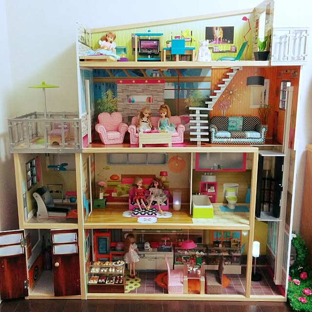 部屋全体/ドールハウス/リカちゃん/リカちゃんハウス/キッドクラフト/りかちゃん6人テラスハウスwのインテリア実例 20150621 131446 ｜ RoomClip（ルームクリップ）