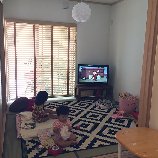 部屋全体 和室がリビングがわり Ikeaのラグ 子供とインテリアの共存は難しい テレビボードdiy などのインテリア実例 14 09 15 11 52 03 Roomclip ルームクリップ