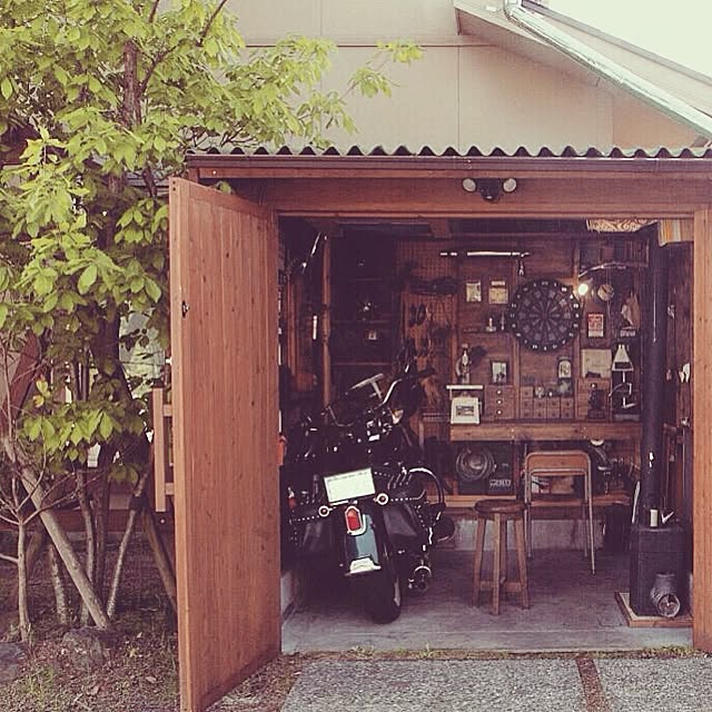 部屋全体 バイクガレージ Diy 作業部屋 ガレージ などのインテリア実例 15 04 21 19 02 46 Roomclip ルームクリップ
