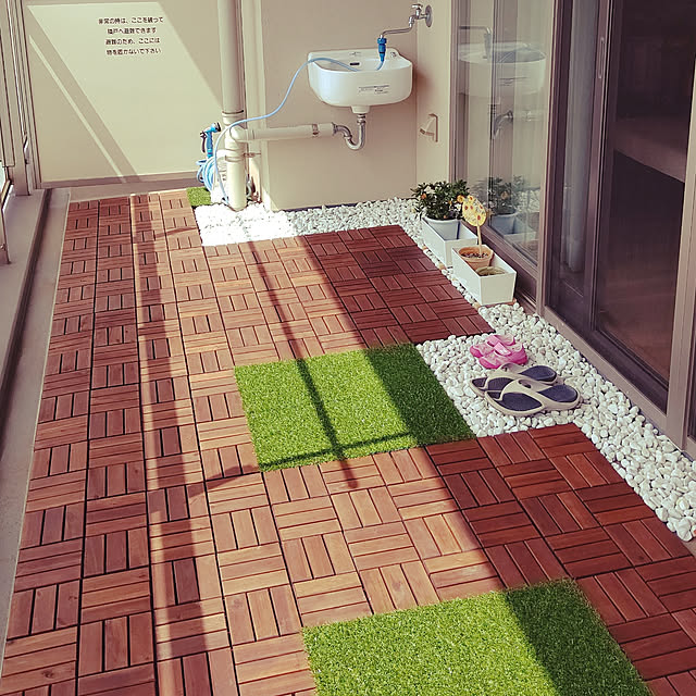 待望の再入荷! IKEA RUNNEN フロアデッキ アカシア無垢材 36ピース