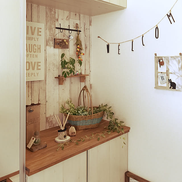 玄関/入り口/セリア/観葉植物のある部屋/観葉植物のある暮らし/3COINS/100均&hellip;などのインテリア実例 20170728