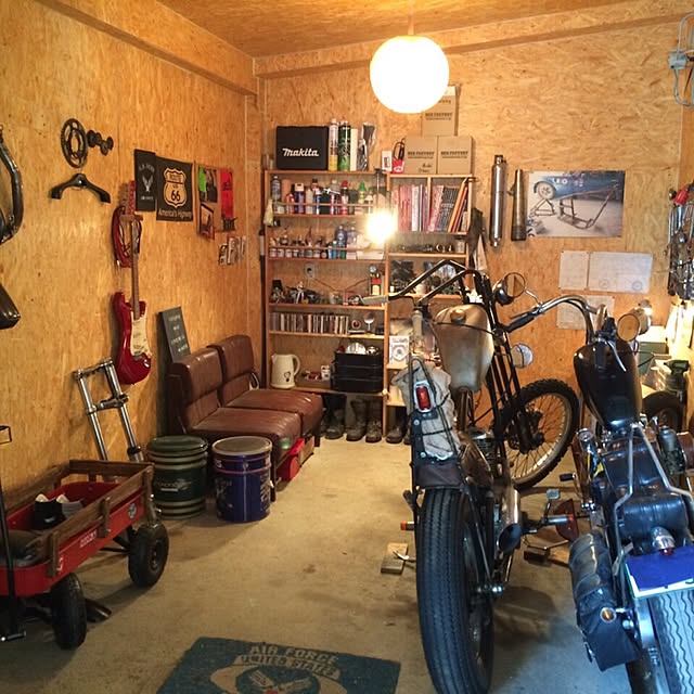 部屋全体/DIY/アメリカン雑貨/アメリカンヴィンテージ/ハーレーダビットソン/ガレージ&hellip;などのインテリア実例 20150617