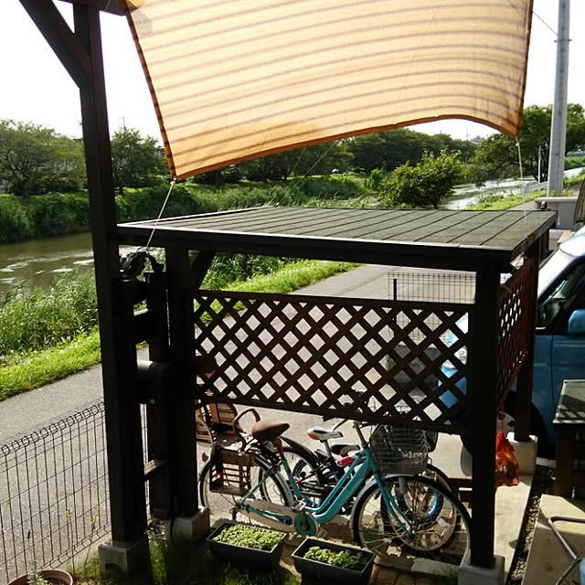 玄関/入り口/自転車置き場/パパ作/狭い庭/日除け&hellip;などのインテリア実例 20150713 154312 ｜ RoomClip