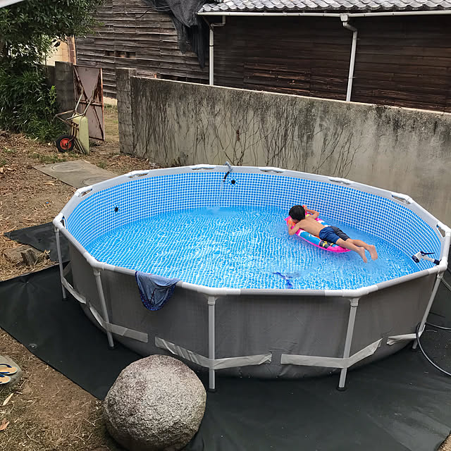 【写真付きレビュー】あす楽【INTEX インテックス】プリズム フレーム プール 丸型 26710 366cm深さ76cm 3m 3.5m