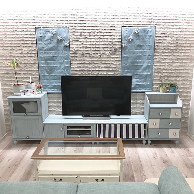 喜ばれる誕生日プレゼント 白井産業 ローボード ペールブルー 約幅90 奥行41 高さ44 Cm フレンチシャビー Frs 4590fd 収納家具