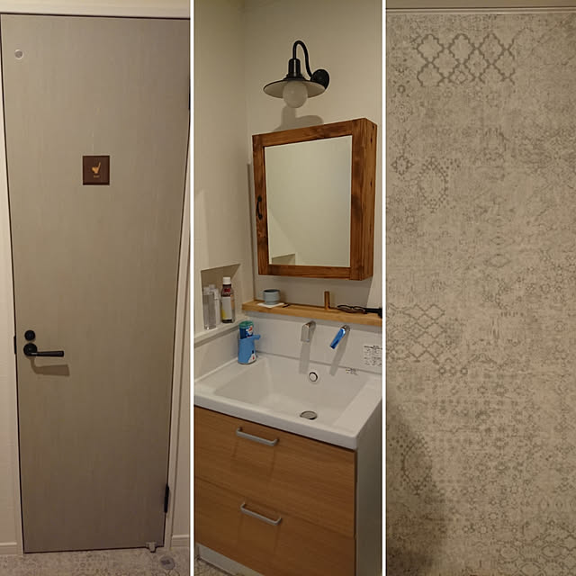 洗面収納棚 鏡w500 H600 ウォルナット色 ミラーキャビネットのレビュー クチコミとして参考になる投稿9枚 Roomclip ルームクリップ