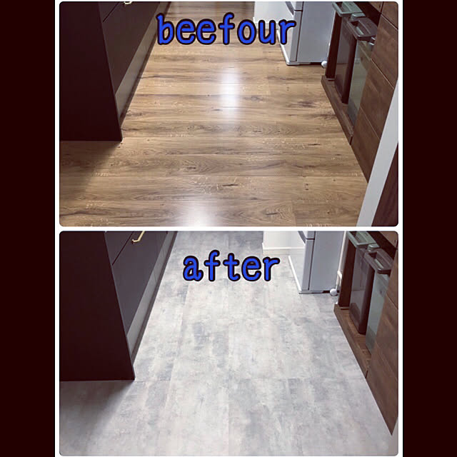 キッチン キッチン床 置くだけフロアタイル キッチン フロアタイル などのインテリア実例 21 06 05 21 00 02 Roomclip ルームクリップ