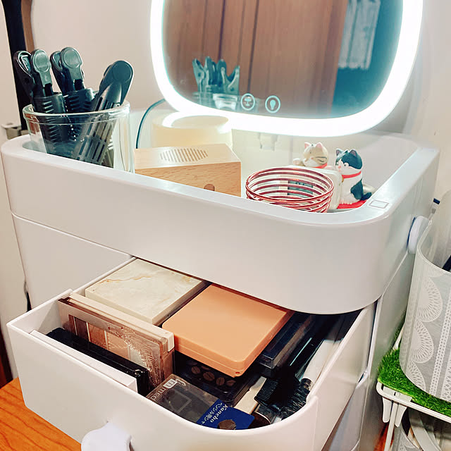 LUERME 大容量 コスメBOX メイクボックス 鏡付き メイク収納ボックス 多層引き出し収納ボックス 10倍拡大鏡 LED化粧鏡 360度