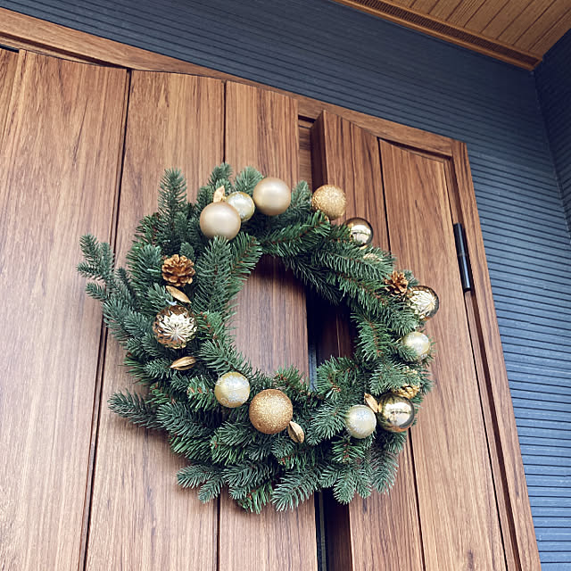 手作りリース クリスマスリース Ikea Ikeaのシンプルリース クリスマス などのインテリア実例 11 28 15 44 52 Roomclip ルームクリップ