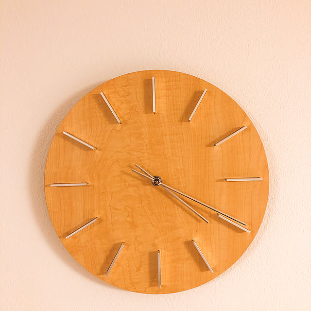 写真付きレビュー 壁掛け時計 壁掛時計 掛け時計 掛時計 木製 おしゃれ ウォールクロック 文字盤なし 丸 デザイン カフェ シンプル モダン スタイリッシュ アルミ 木目調 直径30cm 壁掛時計ナチュラルの通販商品 口コミ情報 Roomclipショッピング