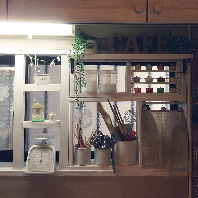 キッチン/すのこの端材/3COINS/セリア/手作り棚&hellip;などのインテリア実例 20140701 074325