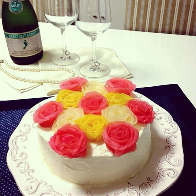 結婚記念日 ローズのケーキ 手作りケーキ ホームメイドケーキ デコレーションケーキ などのインテリア実例 10 09 15 51 32 Roomclip ルームクリップ