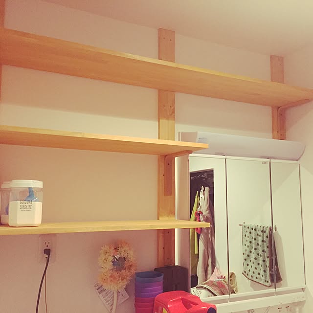 棚/脱衣所 棚/コーナン木材/中古戸建て/棚DIY/脱衣所収納棚&hellip;などのインテリア実例 20170105 082554
