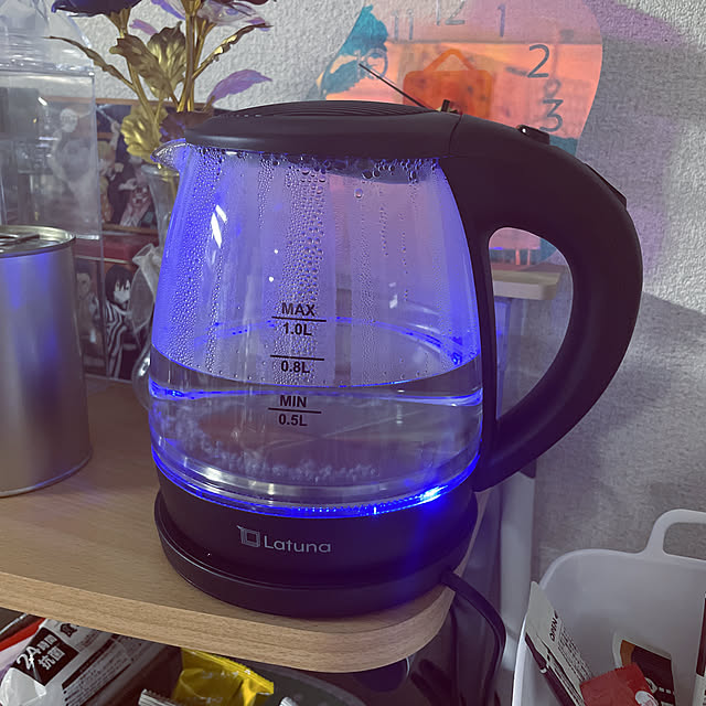 写真付きレビュー ラチュナ 電気ケトル ガラス Ledライト付き 電気 ケトル ポット 電子ケトル コップ1杯95秒 1 0l Latuna コーヒー ゆわかしケトル 湯沸かしポット 小型 おしゃれ 紅茶 お茶 空焚き防止 Pse認証済みの通販商品 口コミ情報 Roomclipショッピング