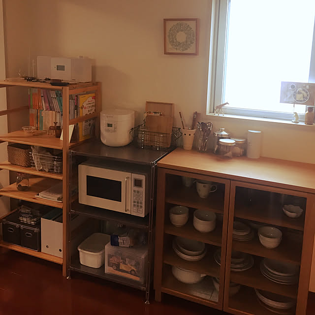 棚/無印良品 炊飯器/無印良品 電子レンジ/無印良品/一人暮らし/ひとり暮らし&hellip;などのインテリア実例 20171229 0908