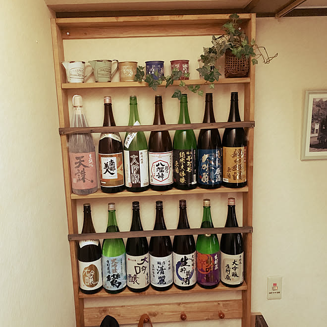 酒棚DIY/日本酒棚/DIY/1×4材/2×4材でDIY...などのインテリア実例 - 2020-04-28 09:40:08