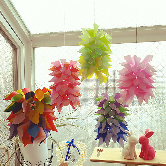 リビング デコ窓 七夕飾り 折り紙 提灯 などのインテリア実例 18 07 03 18 39 26 Roomclip ルームクリップ