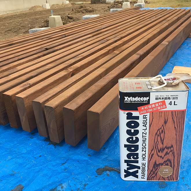キシラデコール オリーブ/部屋全体/記録用pic/ウッドデッキDIY