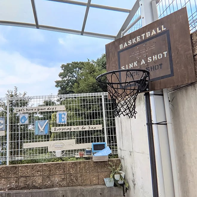 バスケットゴール/庭/DIY/玄関/入り口/バスケットゴール木製ボードのインテリア実例 20200507 211956