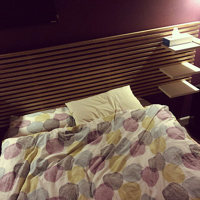 ベッド周り/紫の壁紙/IKEA/ベッドルーム/三井ホームのインテリア実例 - 2018-03-28 07:29:14