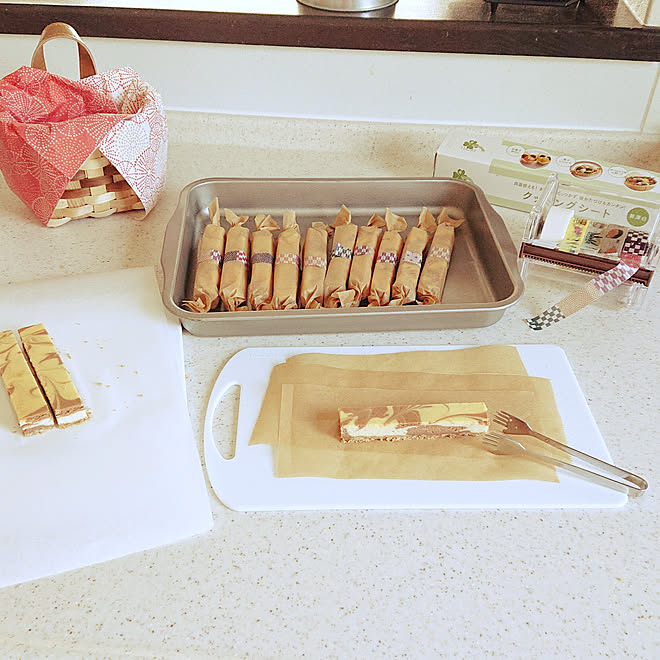 キッチン チーズケーキ スティックチーズケーキ ラッピング ラッピングエトセトラ などのインテリア実例 21 03 24 09 26 01 Roomclip ルームクリップ