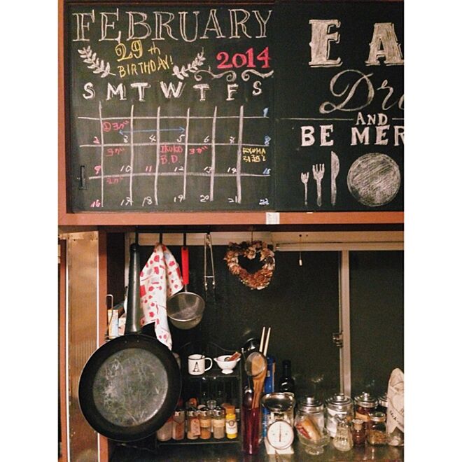 キッチン/カレンダー/黒板/黒板塗料/ごちゃごちゃ...などのインテリア実例 - 2014-01-31 23:30:32