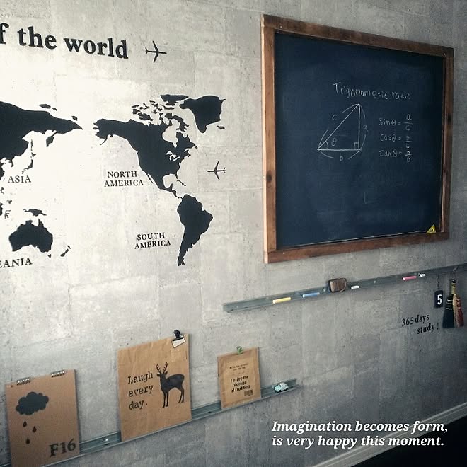 壁/天井/squ+/世界地図/子供部屋/黒板DIY...などのインテリア実例 - 2015-08-31 09:08:05